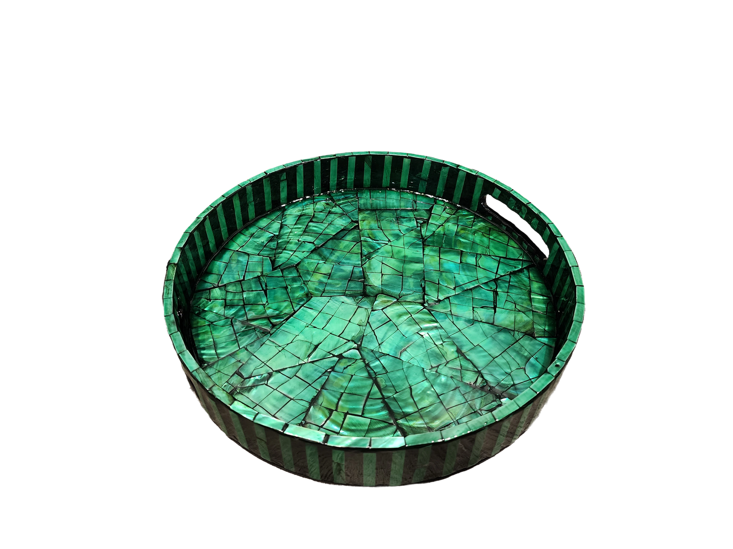 Handcrafted Gemstone and Mother-of-Pearl Tray(Green)