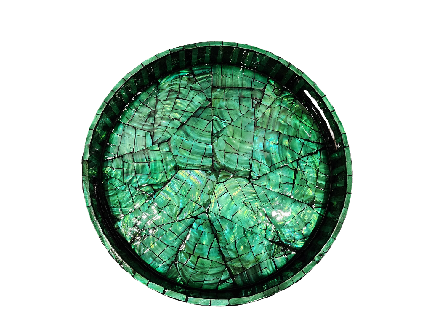 Handcrafted Gemstone and Mother-of-Pearl Tray(Green)