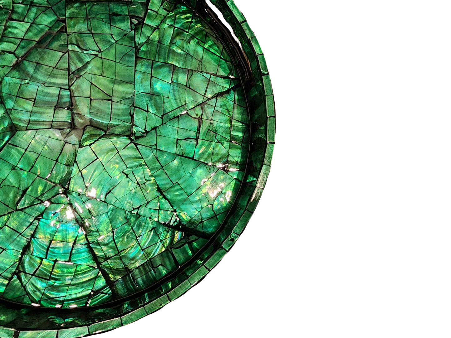 Handcrafted Gemstone and Mother-of-Pearl Tray(Green)