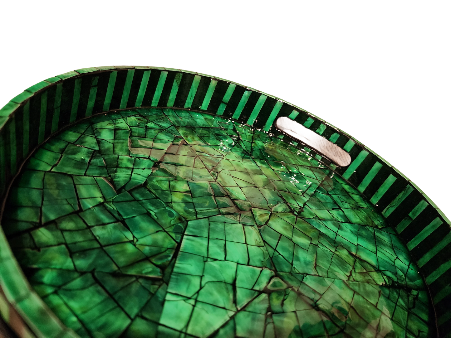 Handcrafted Gemstone and Mother-of-Pearl Tray(Green)