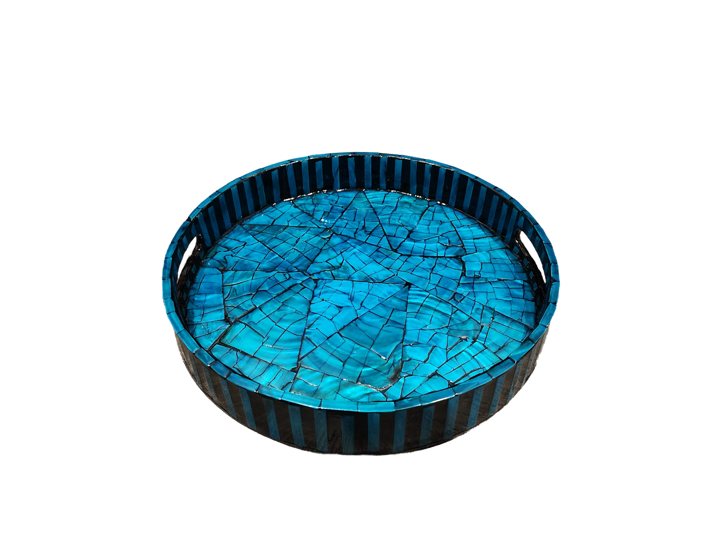 Handcrafted Gemstone and Mother-of-Pearl Tray(Blue)