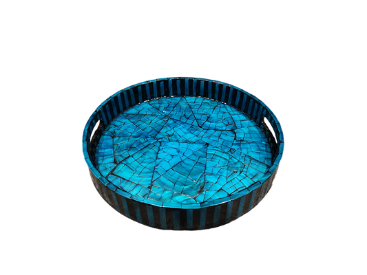 Handcrafted Gemstone and Mother-of-Pearl Tray(Blue)