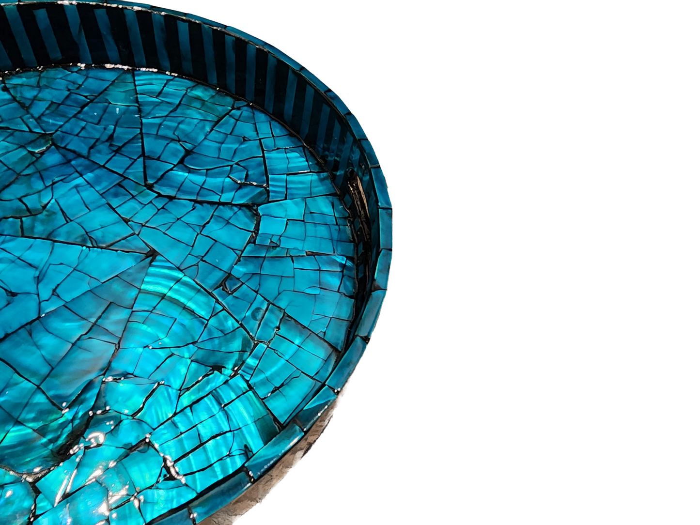 Handcrafted Gemstone and Mother-of-Pearl Tray(Blue)