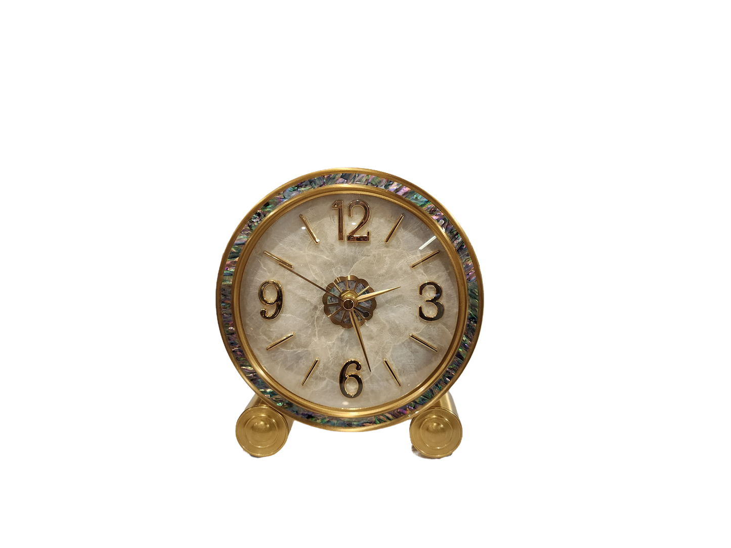 Brass Clock with Shell Inlay