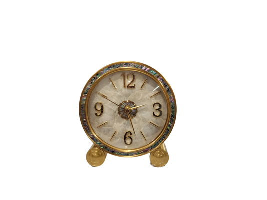 Brass Clock with Shell Inlay