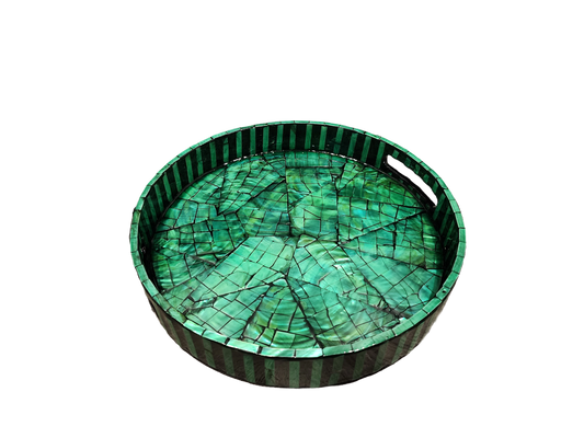 Handcrafted Gemstone and Mother-of-Pearl Tray(Green)